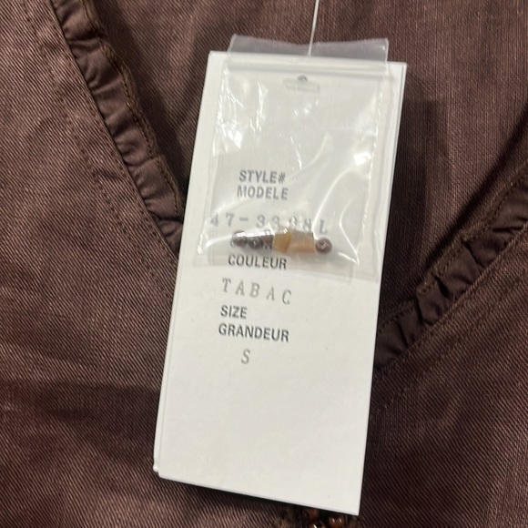 Alice Blue Linen Chocolate Brown SleevelessTop Side Zipper Embroidered Beads S - Picture 4 of 8